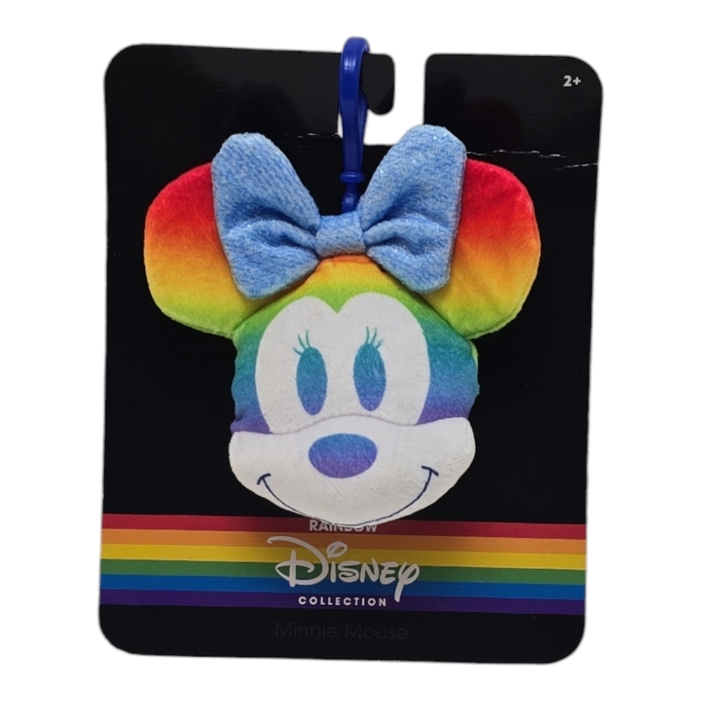 NEW Minnie Mouse Plush Keychain Disney Rainbow Collection Bag Clip LGBT Pride